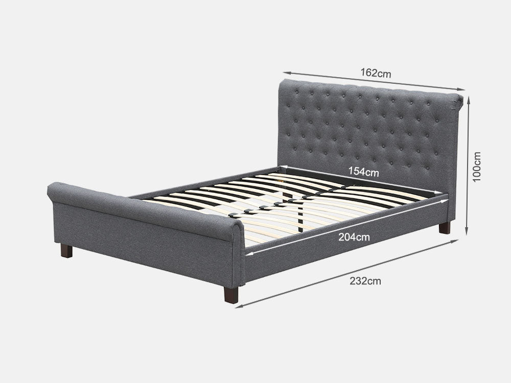 Treasurebox EGMONT Queen Bed Frame - DARK GREY