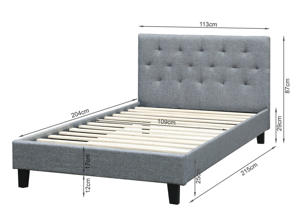 Treasurebox BLANE King Single Bed Frame - GREY