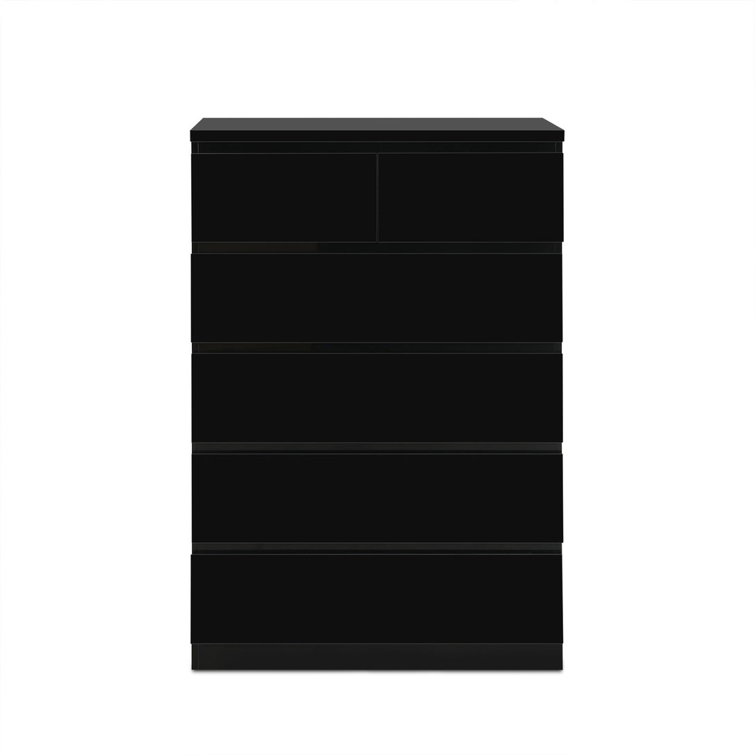 ANGELES High Gloss 6 Drawer Tallboy - BLACK