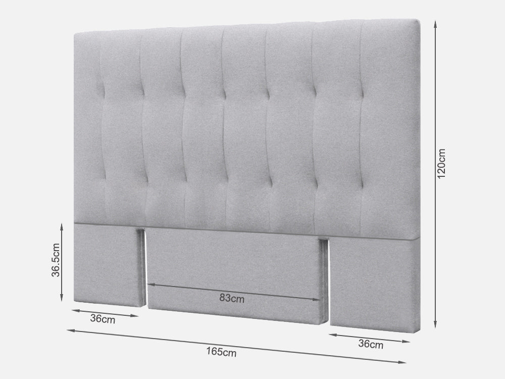 Treasurebox LISA QUEEN Stand-alone Fabric Headboard - LIGHT GREY 21643