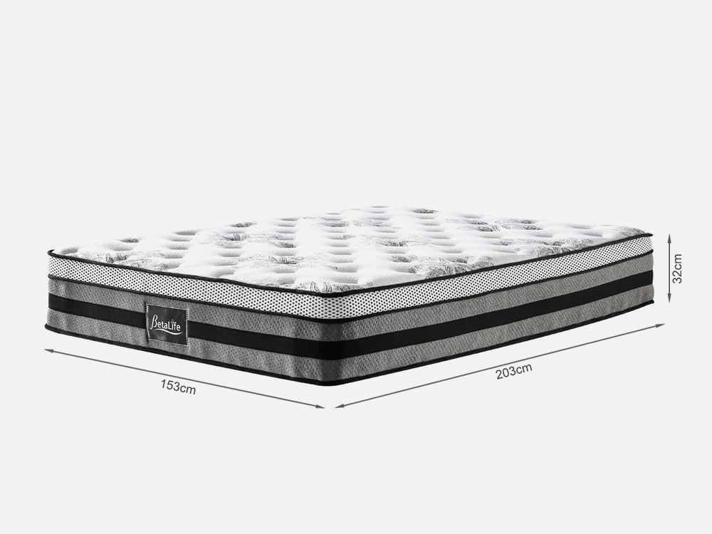 VINSON Fabric Queen Bed with Luxury Latex Mattress - GREY