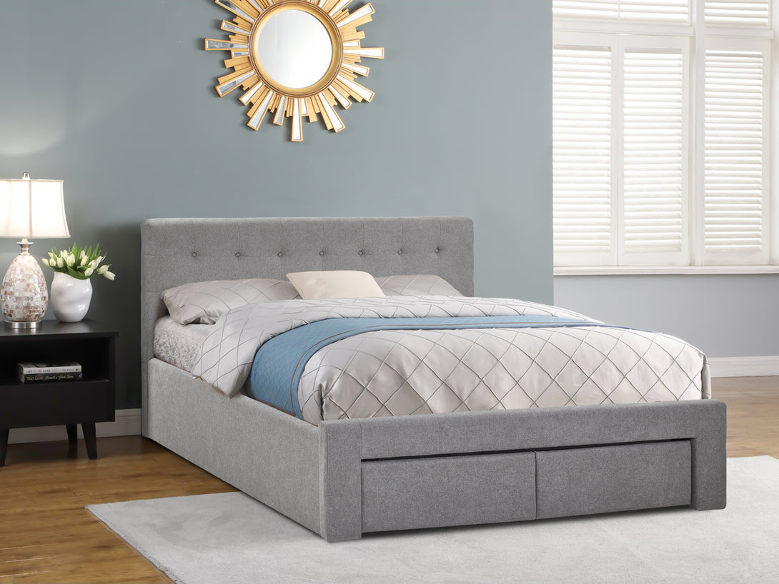 Treasurebox JULIAN Queen Bed Frame with Storage - LIGHT GREY