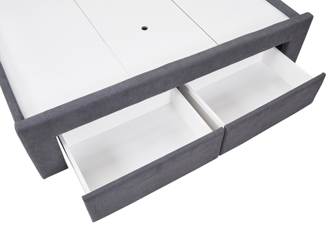 Treasurebox JULIAN Queen Bed Frame with Storage - DARK GREY