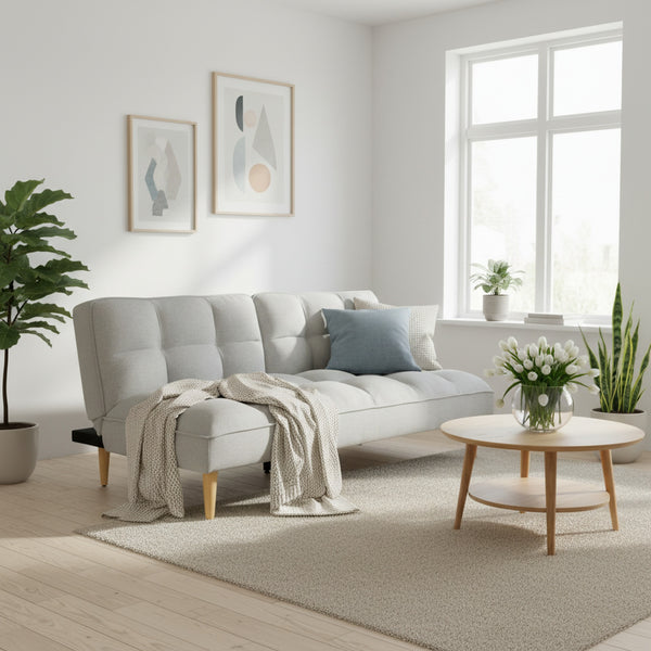 Barton 3 Seater Sofa Bed - Light Grey