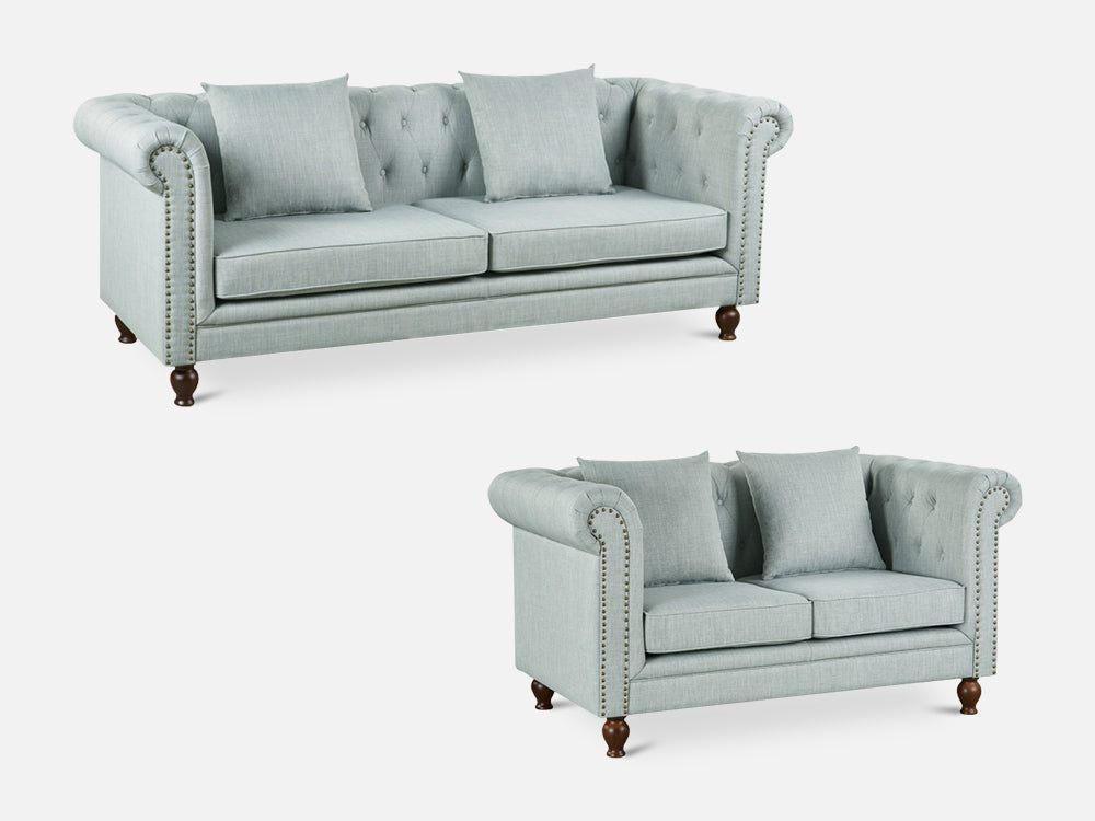 VAGAS Sofa Set 2PCS - LIGHT GREY By Treasurebox