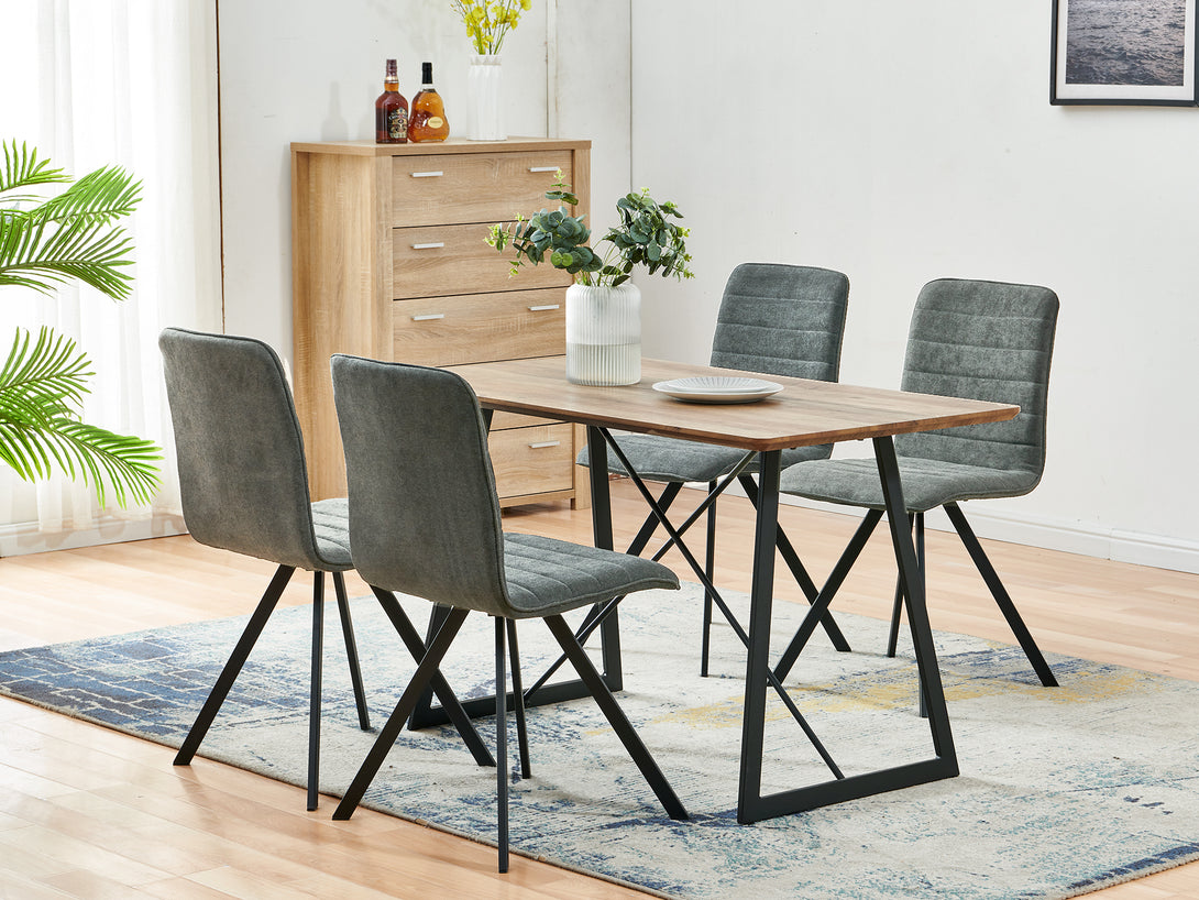 Treasurebox NOELLE 4PCS Upholstered Dining Chair - LIGHT GREY