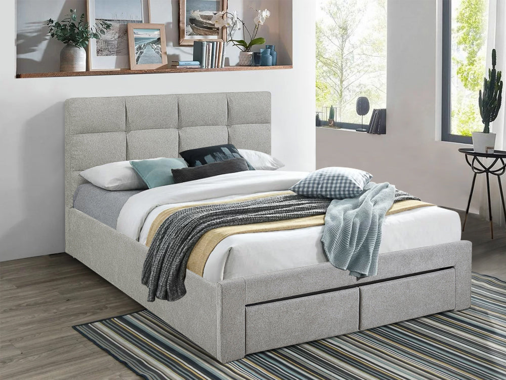 Treasurebox MUSALA Queen Bed Frame with Storage - LIGHT GREY