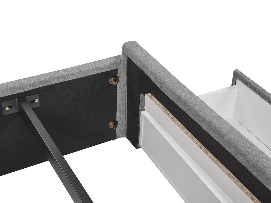 Treasurebox JULIAN Queen Bed Frame with Storage - LIGHT GREY