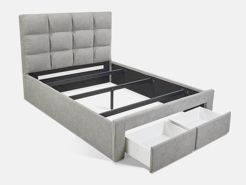 Treasurebox MUSALA Queen Bed Frame with Storage - LIGHT GREY