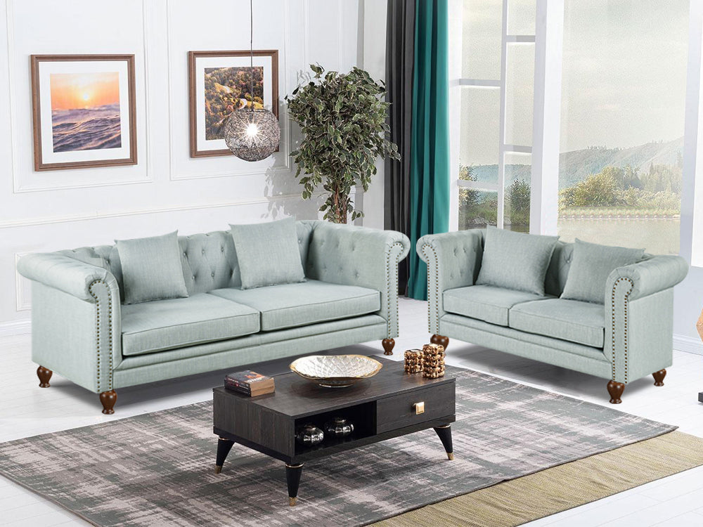 VAGAS Sofa Set 2PCS - LIGHT GREY By Treasurebox