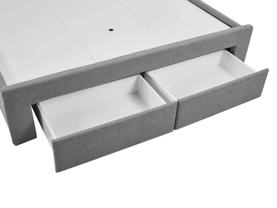 Treasurebox JULIAN King Bed Frame with Storage - LIGHT GREY
