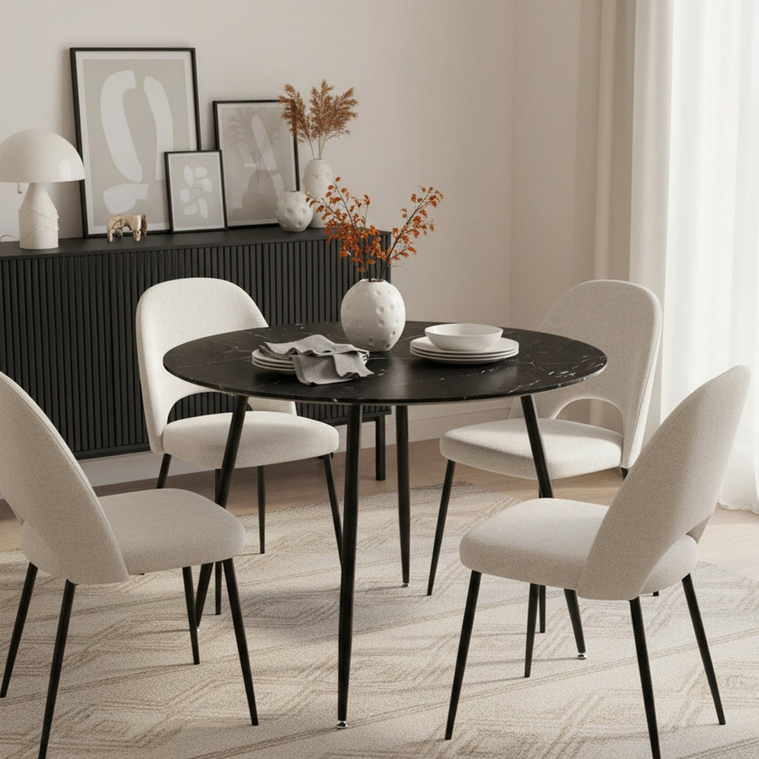 Elijah 100cm Round Dining Table - Black Silver