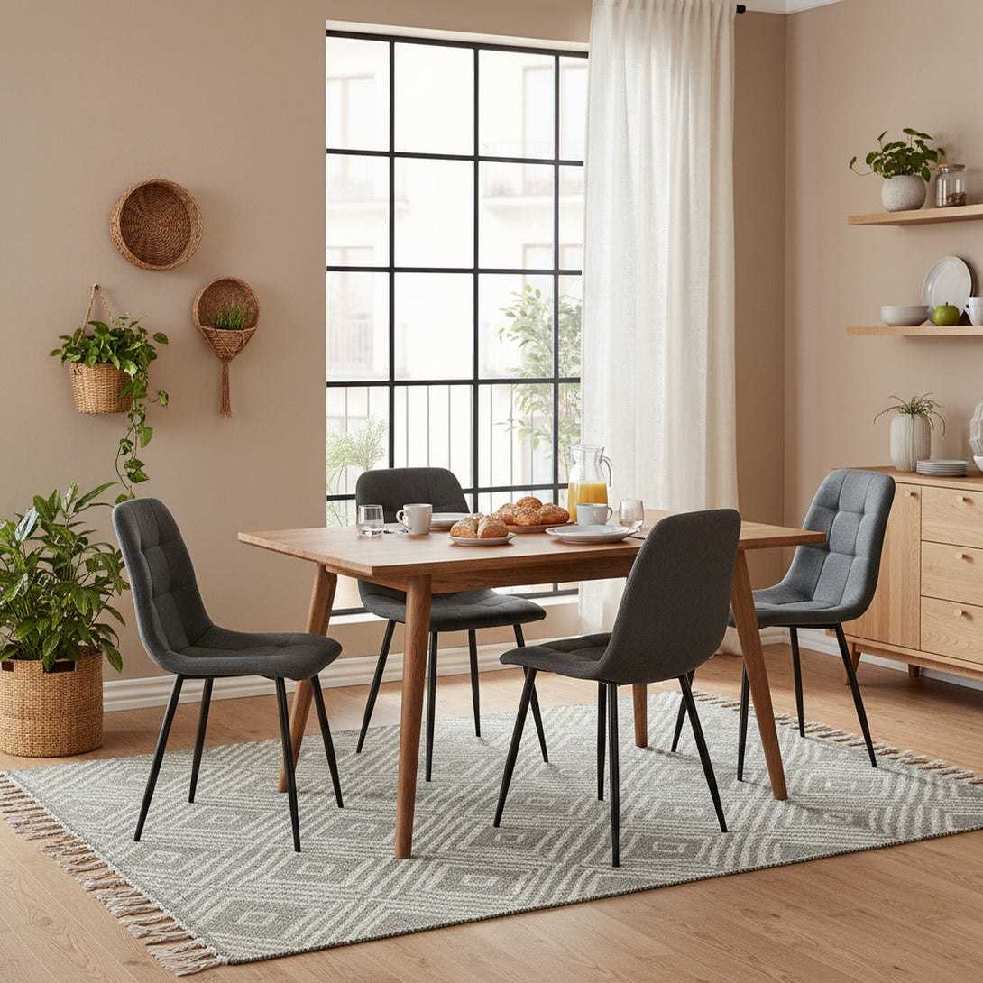 Livo Linen Dining Chair - Set of 4 - Dark Grey