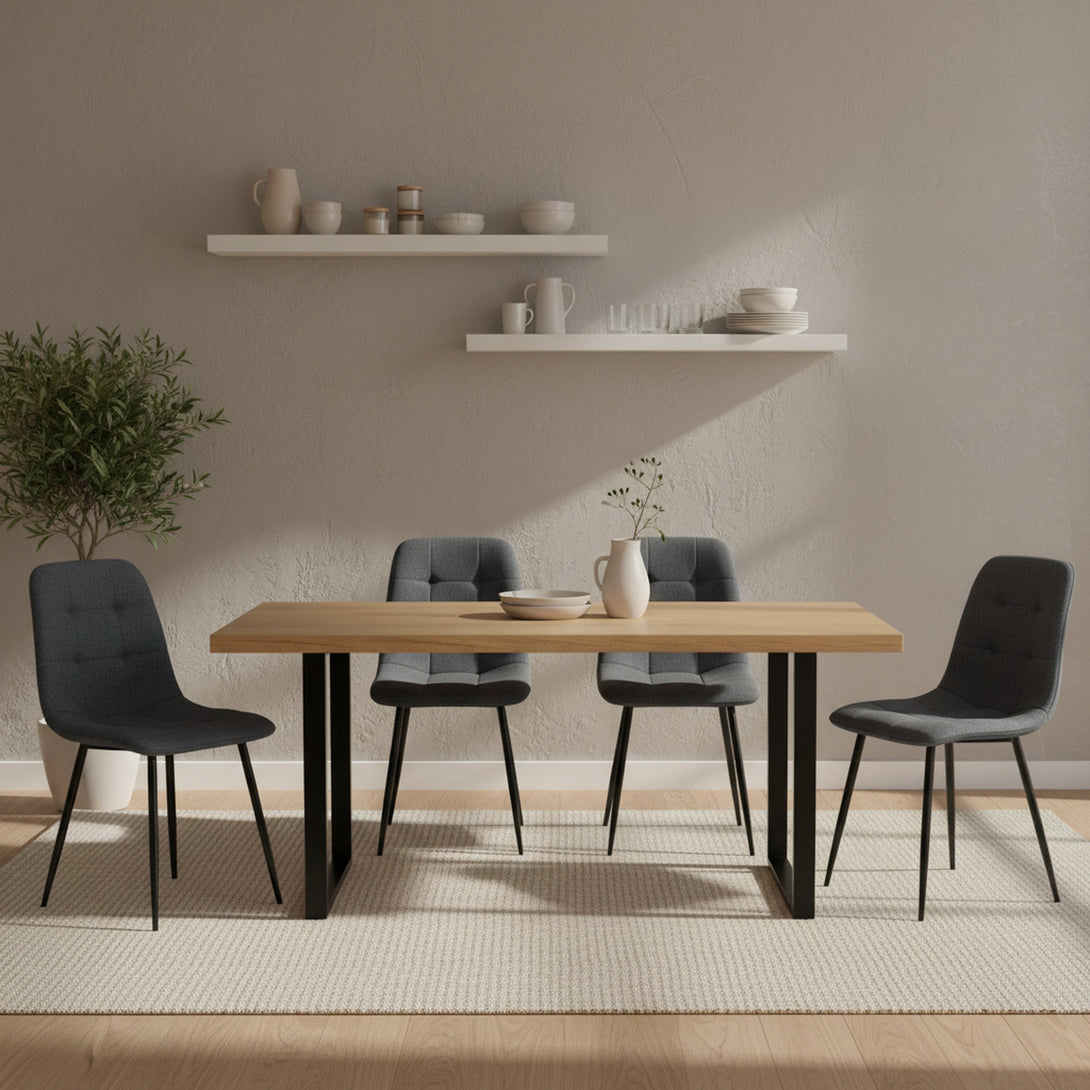 Livo Linen Dining Chair - Set of 4 - Dark Grey