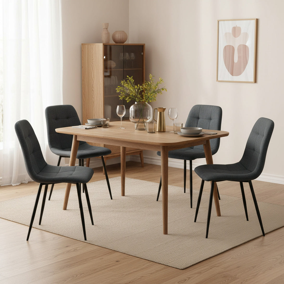 Livo Linen Dining Chair - Set of 4 - Dark Grey
