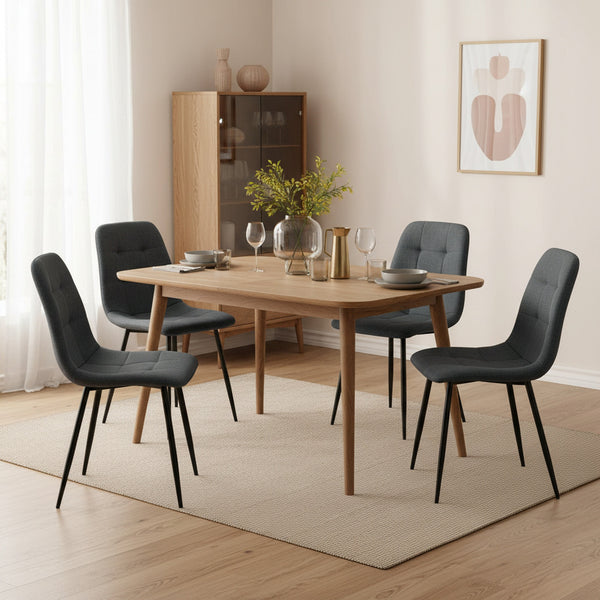 Livo Linen Dining Chair - Set of 4 - Dark Grey