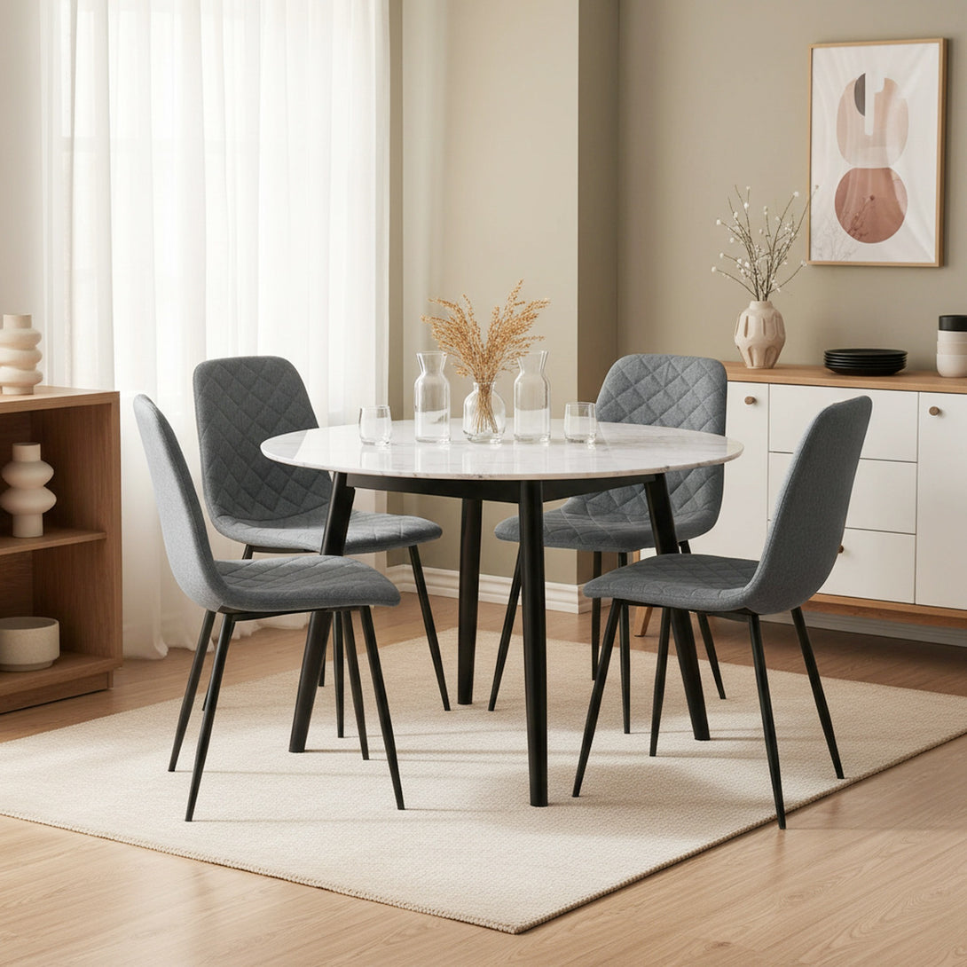 Fika Linen Dining Chair - Set of 4 - Grey