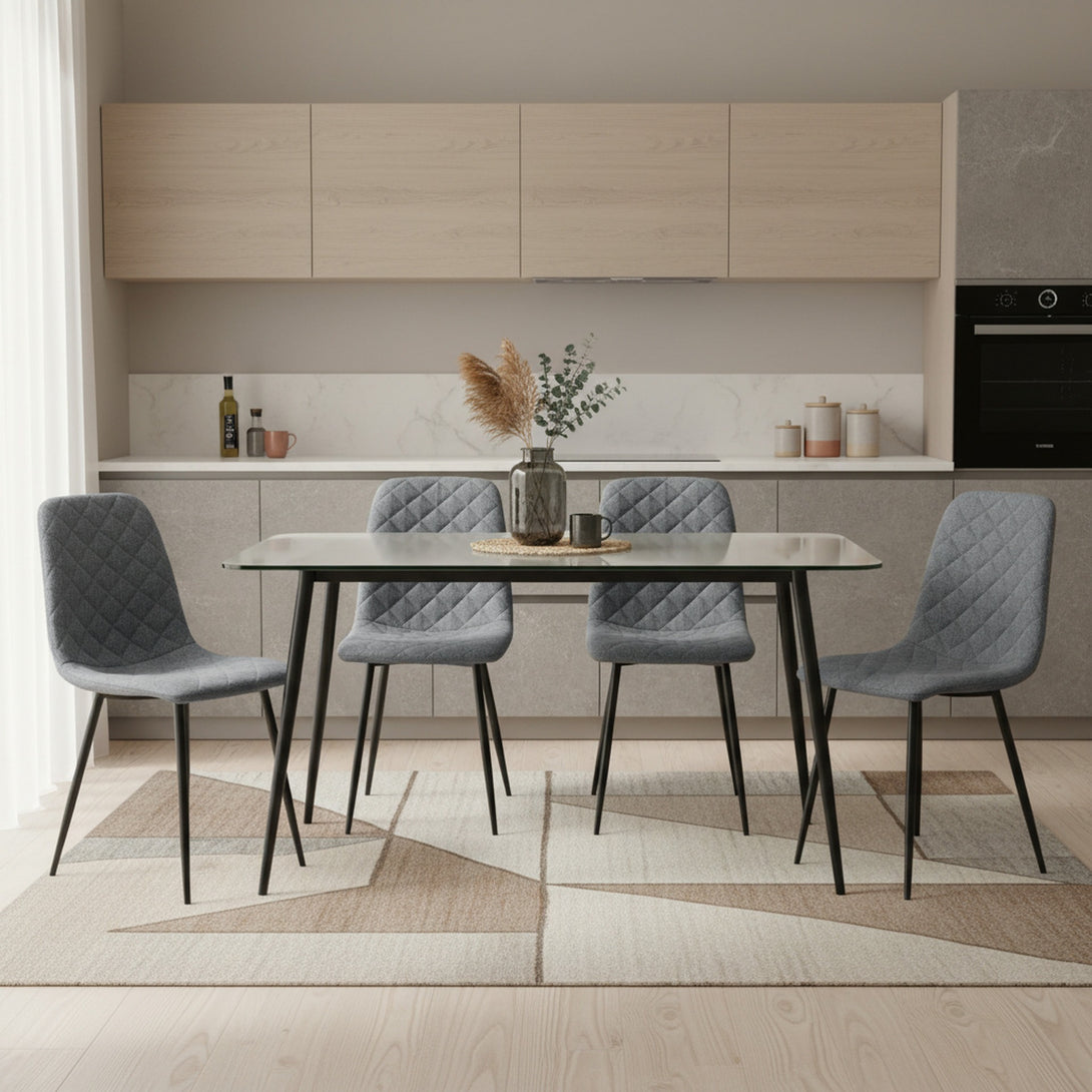 Fika Linen Dining Chair - Set of 4 - Grey