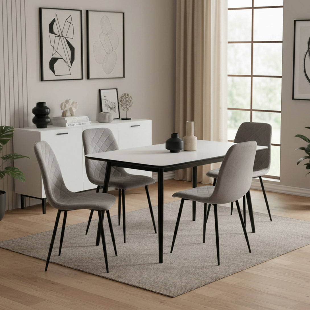 Fika Velvet Dining Chair - Set of 4 - Grey
