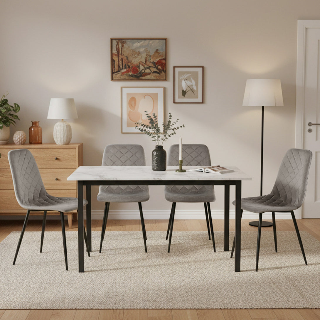 Fika Velvet Dining Chair - Set of 4 - Grey