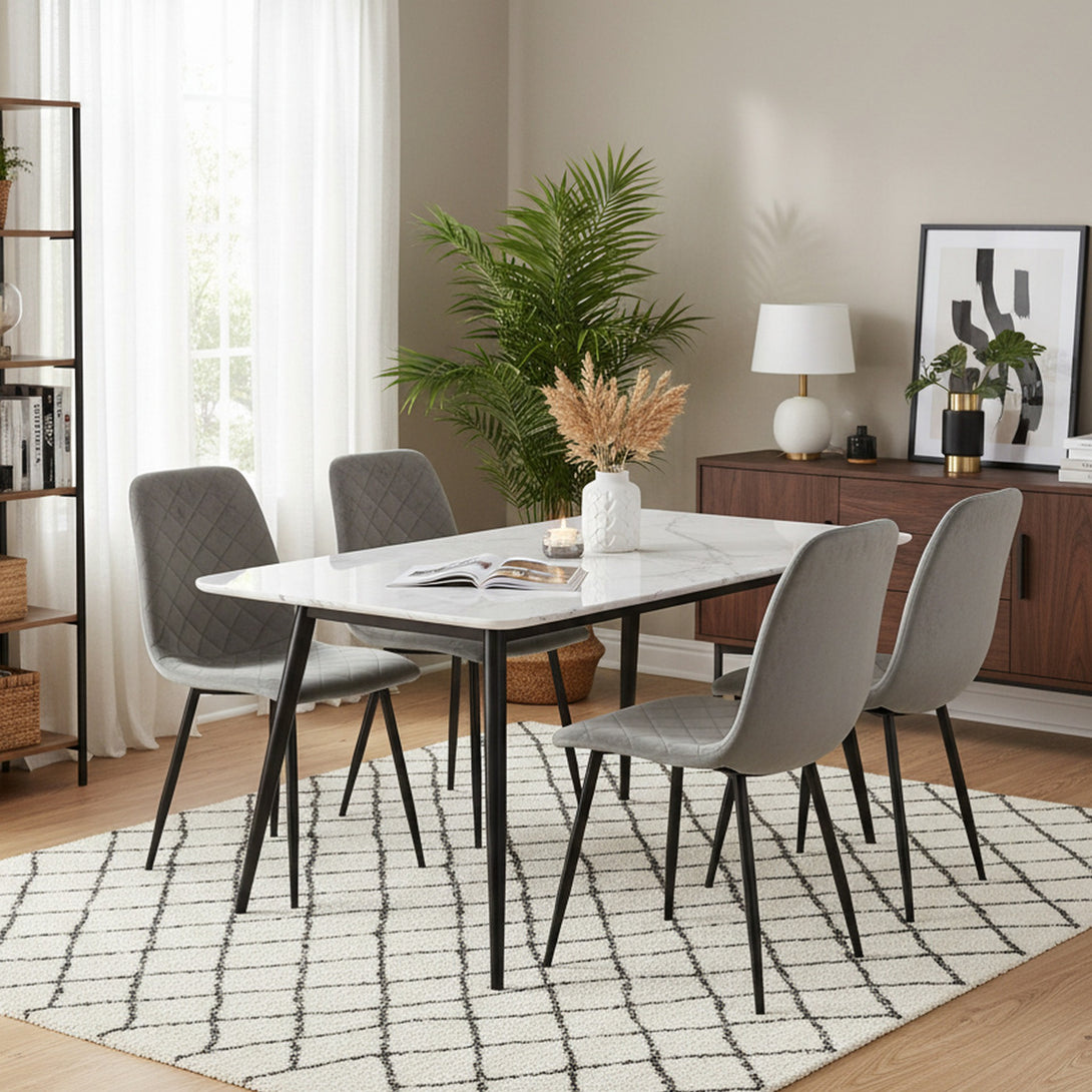 Fika Velvet Dining Chair - Set of 4 - Grey