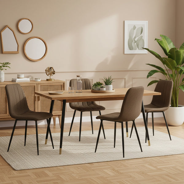 Holland Fabric Dining Chair - Set of 4 - Brown