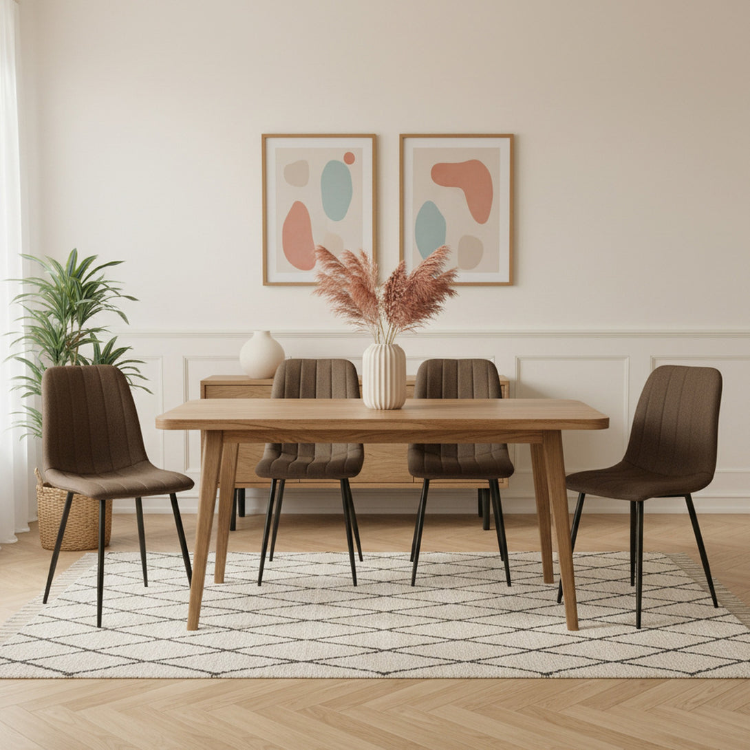 Holland Fabric Dining Chair - Set of 4 - Brown