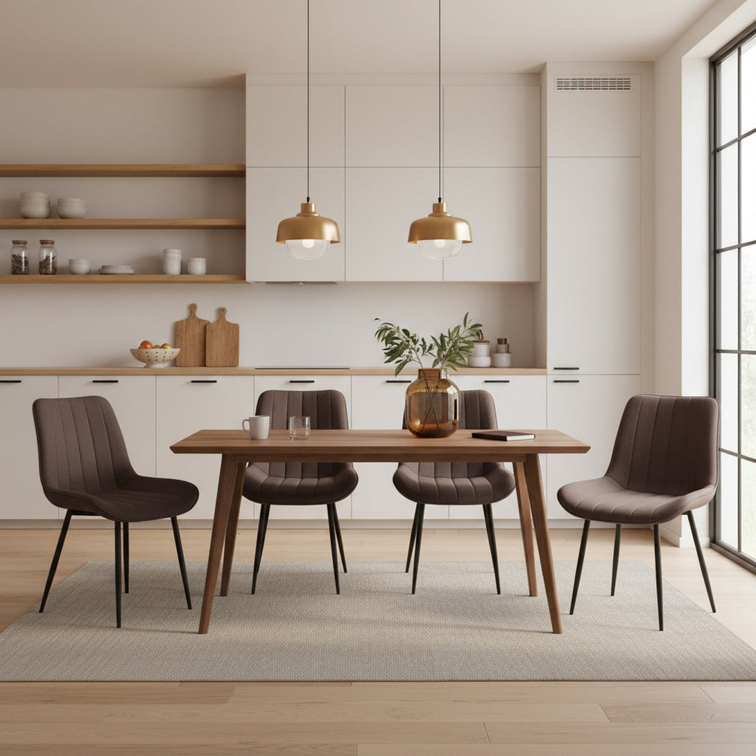 Kivo Linen Dining Chair - Set of 4 - Brown