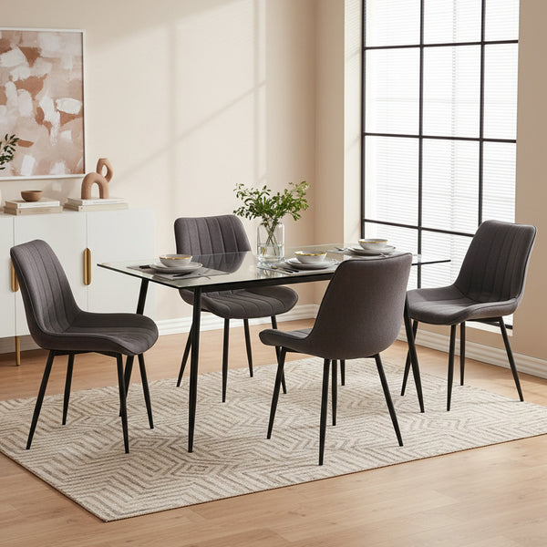 Kivo Linen Dining Chair - Set of 4 - Dark Grey