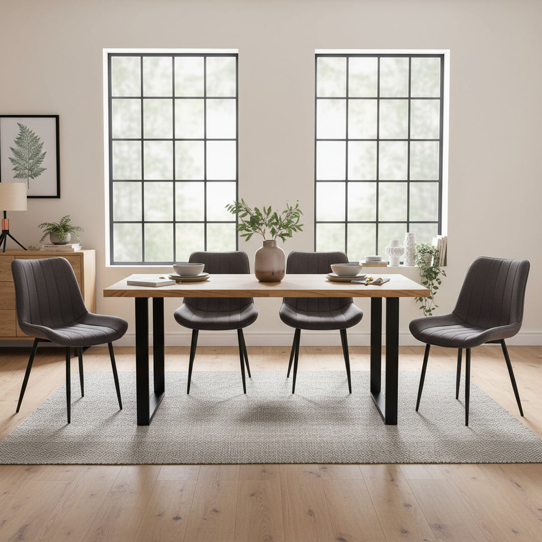 Kivo Linen Dining Chair - Set of 4 - Dark Grey