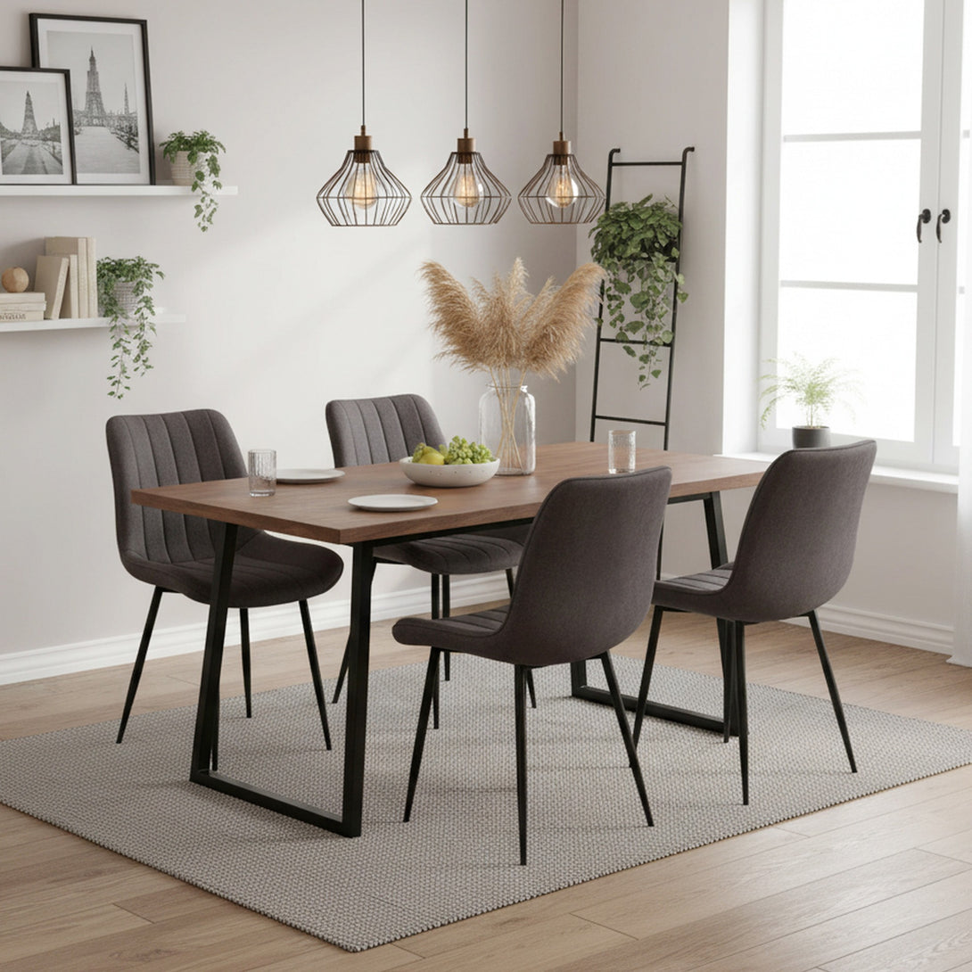 Kivo Linen Dining Chair - Set of 4 - Dark Grey