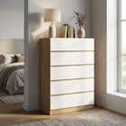 Harris 6 Drawers Tallboy - Oak + White