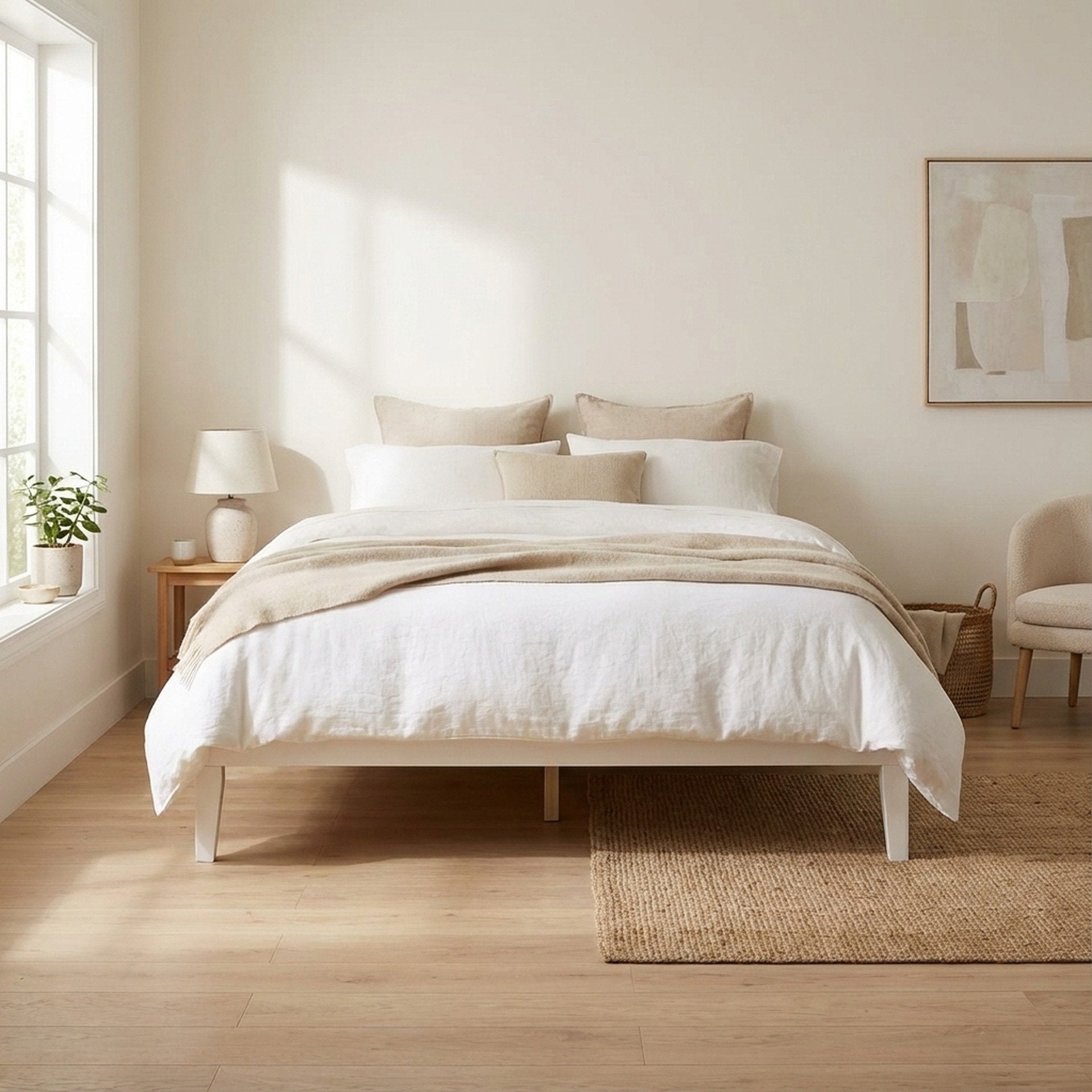 Conival King Wooden Bed Frame - White – Treasurebox