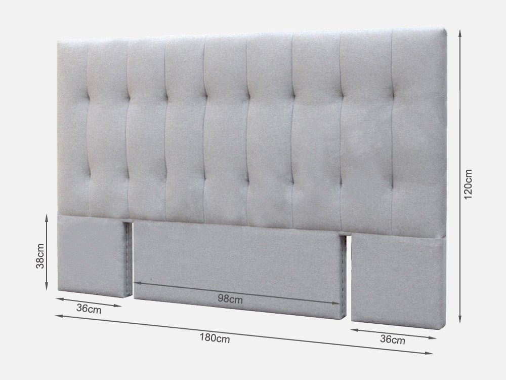 Treasurebox LISA KING Stand-alone Fabric Headboard - LIGHT GREY 21644