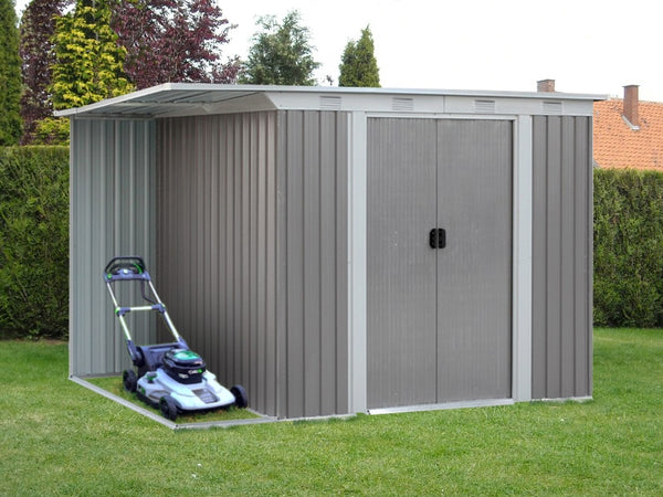Treasurebox TOUGHOUT Garden Shed with Side Canopy 3.03M x 1.93M x 1.9M GREY