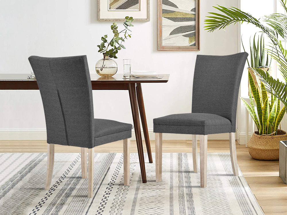 Treasurebox Grace Upholstered Dining Chair - Set of 2 - Dark Grey