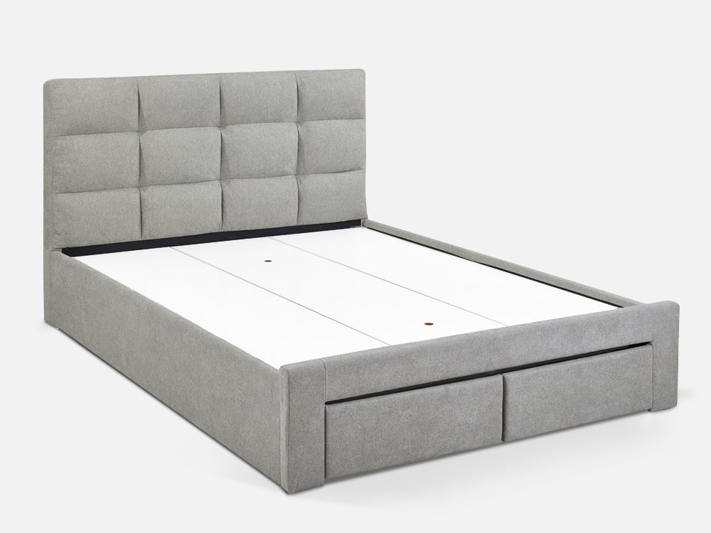 Treasurebox MUSALA Queen Bed Frame with Storage - LIGHT GREY