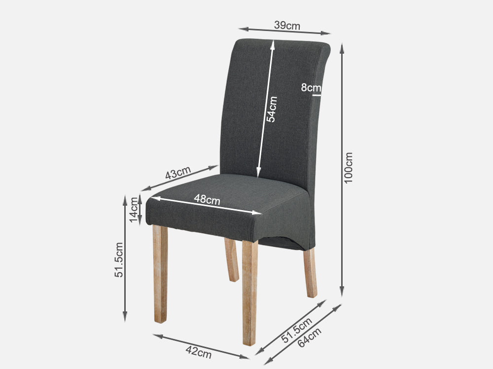 Treasurebox LOLA 2PCS Upholstered Dining Chair - DARK GREY