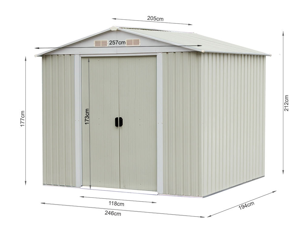 Treasurebox Garden Shed 2.0M x 2.6M x 2.1M Beige