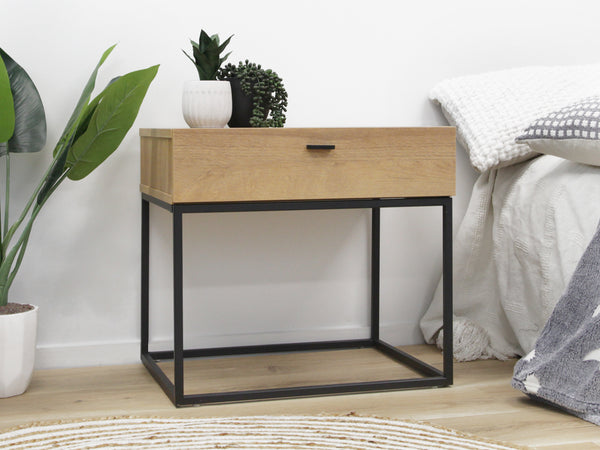 XOAN Wooden Bedside Table - Oak