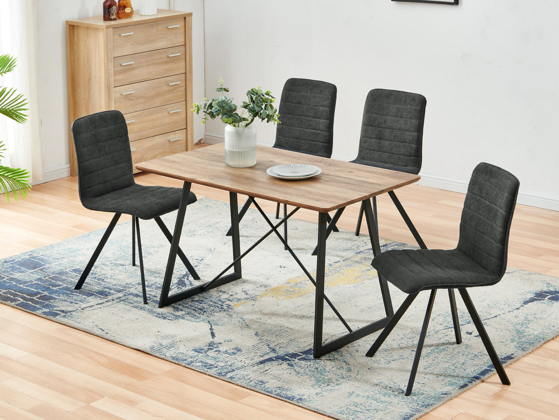 Treasurebox NOELLE 4PCS Upholstered Dining Chair - DARK GREY