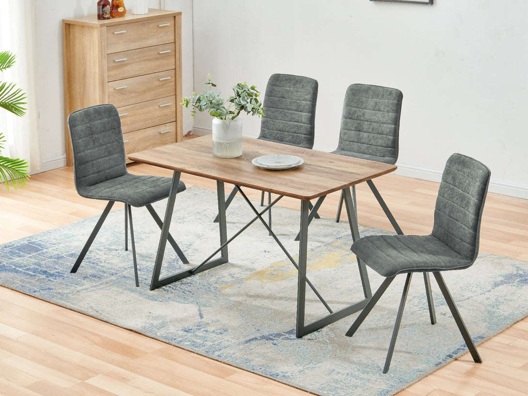 Treasurebox NOELLE 4PCS Upholstered Dining Chair - LIGHT GREY
