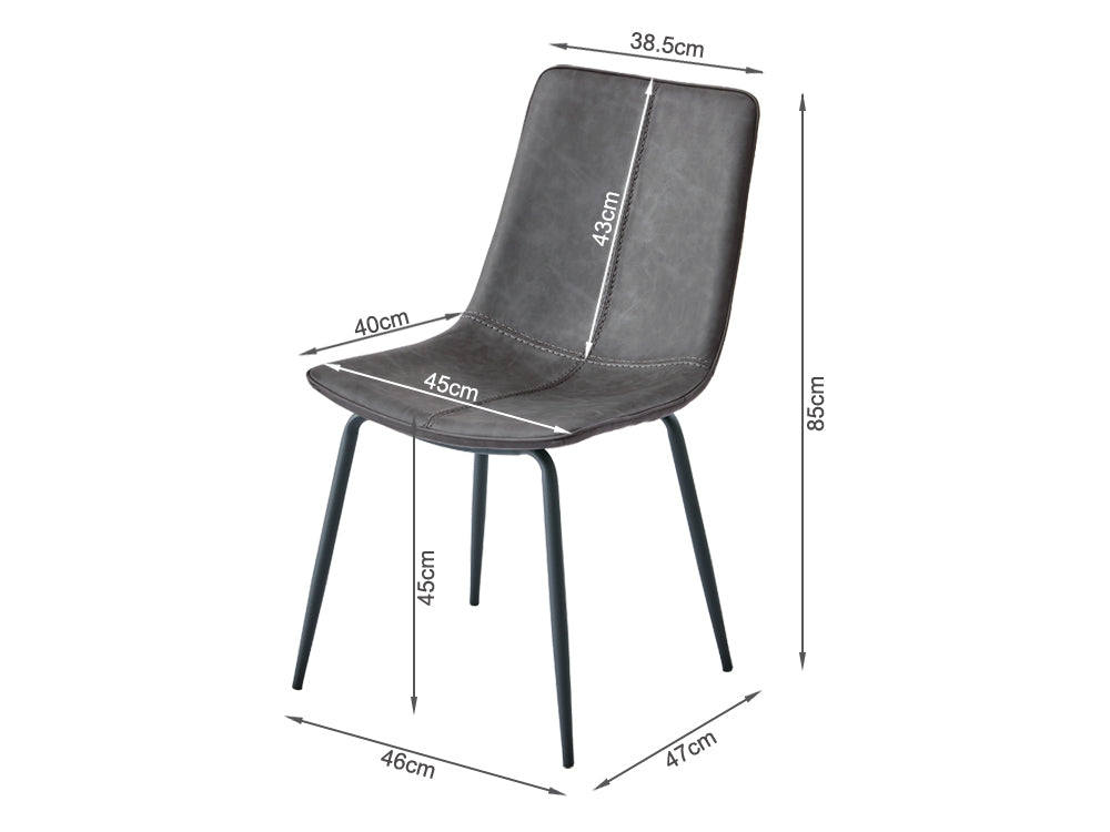 Treasurebox ROWAN 4PCS Dining Chair - DARK GREY
