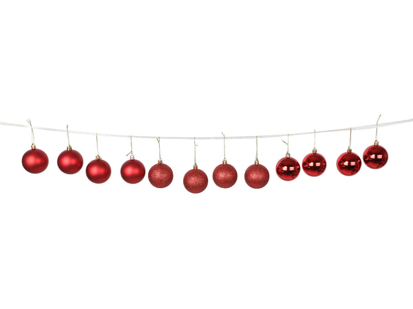 Christmas Ball  Ornament 12pcs Set 6cm Red