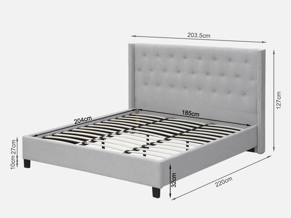 Treasurebox ELBRUS Super King Bed Frame - LIGHT GREY 21775