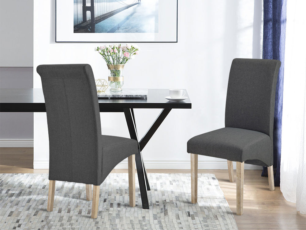 Treasurebox LOLA 2PCS Upholstered Dining Chair - DARK GREY