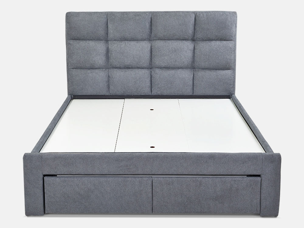 Treasurebox MUSALA King Bed Frame with Storage - DARK GREY