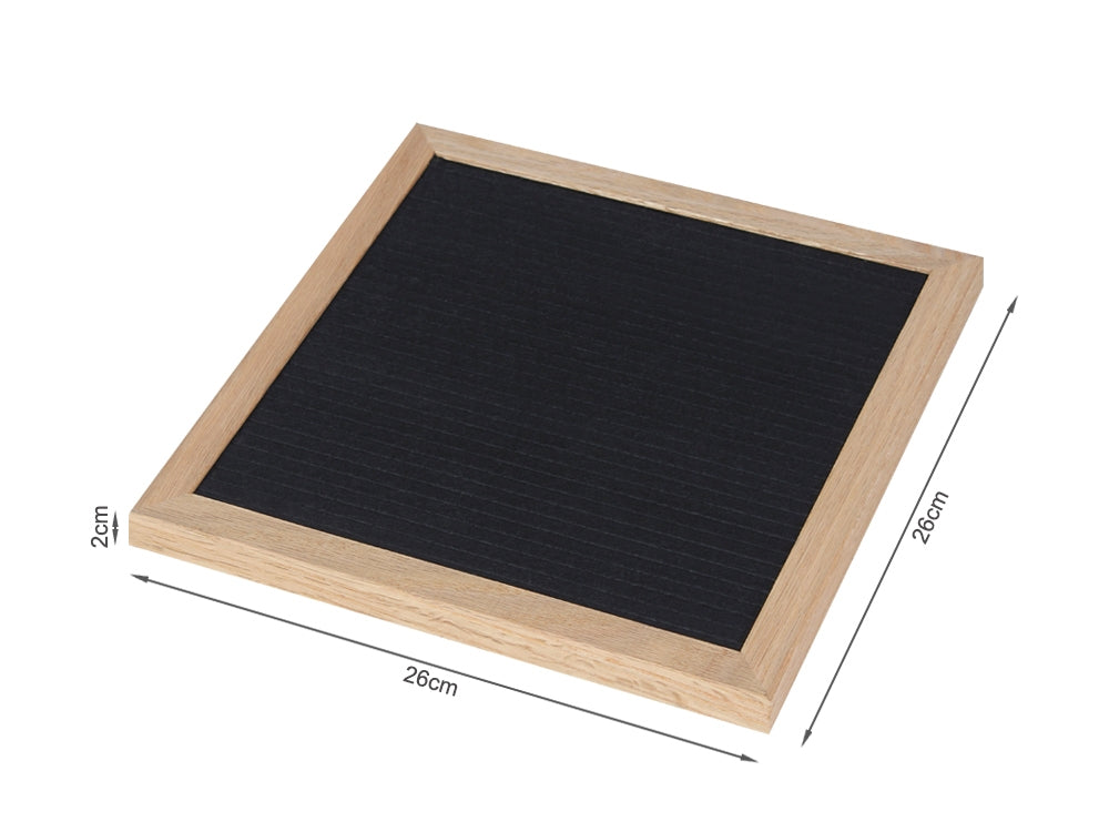 Square retro DIY felt letter board with wooden frame, measuring 26cm, perfect for quotes and milestone photos.