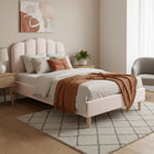 Daisy Velvet Single Bed Frame - Champagne Pink