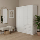 Tongass 4 Door Wardrobe with 3 Drawers - White